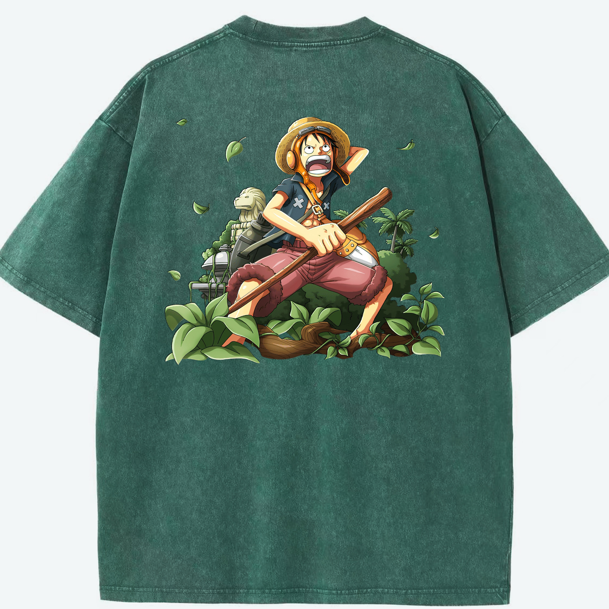 ワンピース モンキー・D・ルフィ ONE PIECE Monkey D. Luffy 綿100% ヴィンテージ風 半袖Tシャツ（背面プリント）